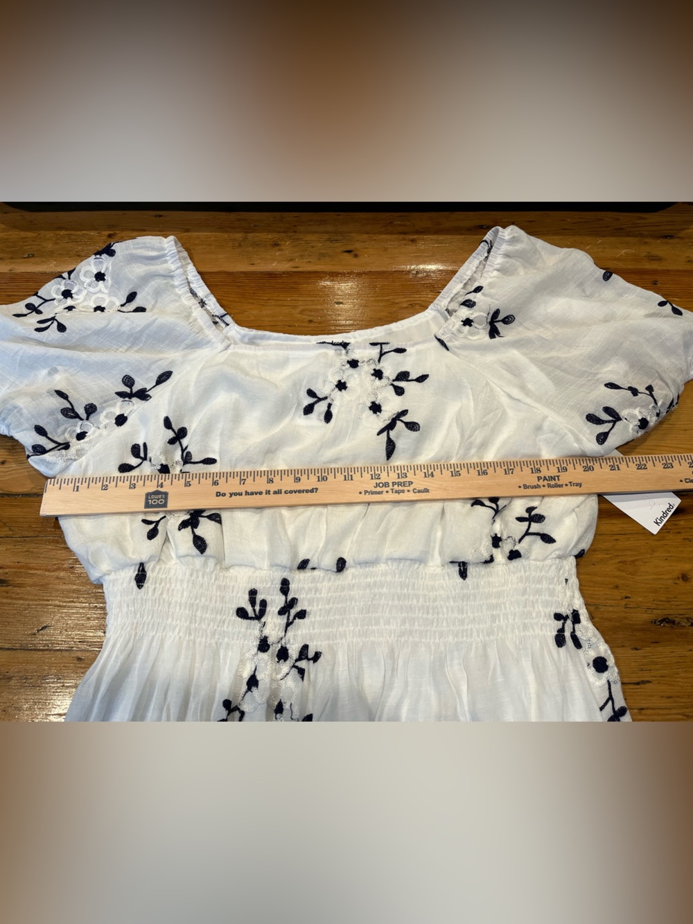 Kindred Maxi Dress Navy Floral Embroidery Puff Sleeves Ruffle Skirt NWT - Picture 6 of 8